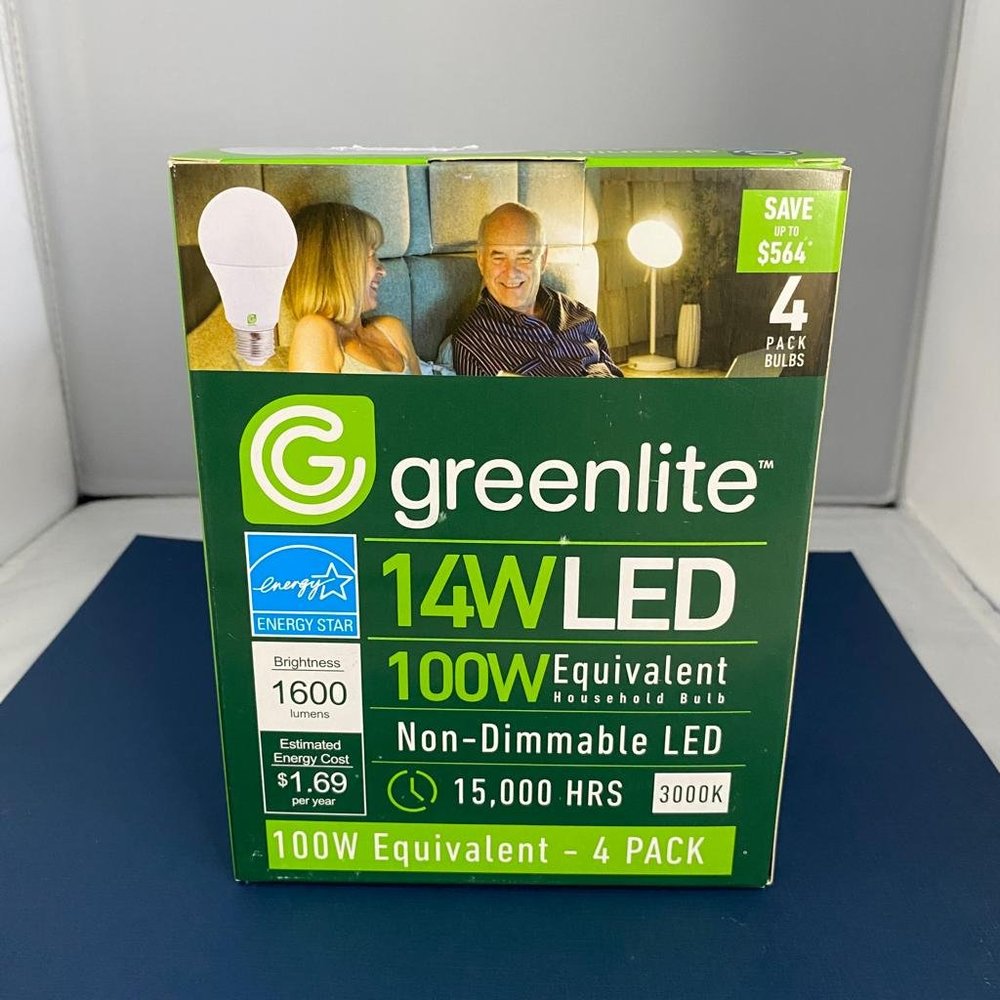 NEW 4 Pack Greenlite 14W LED 100W Equivalent Non-Dimmable LED 15,000 Hours Bulb